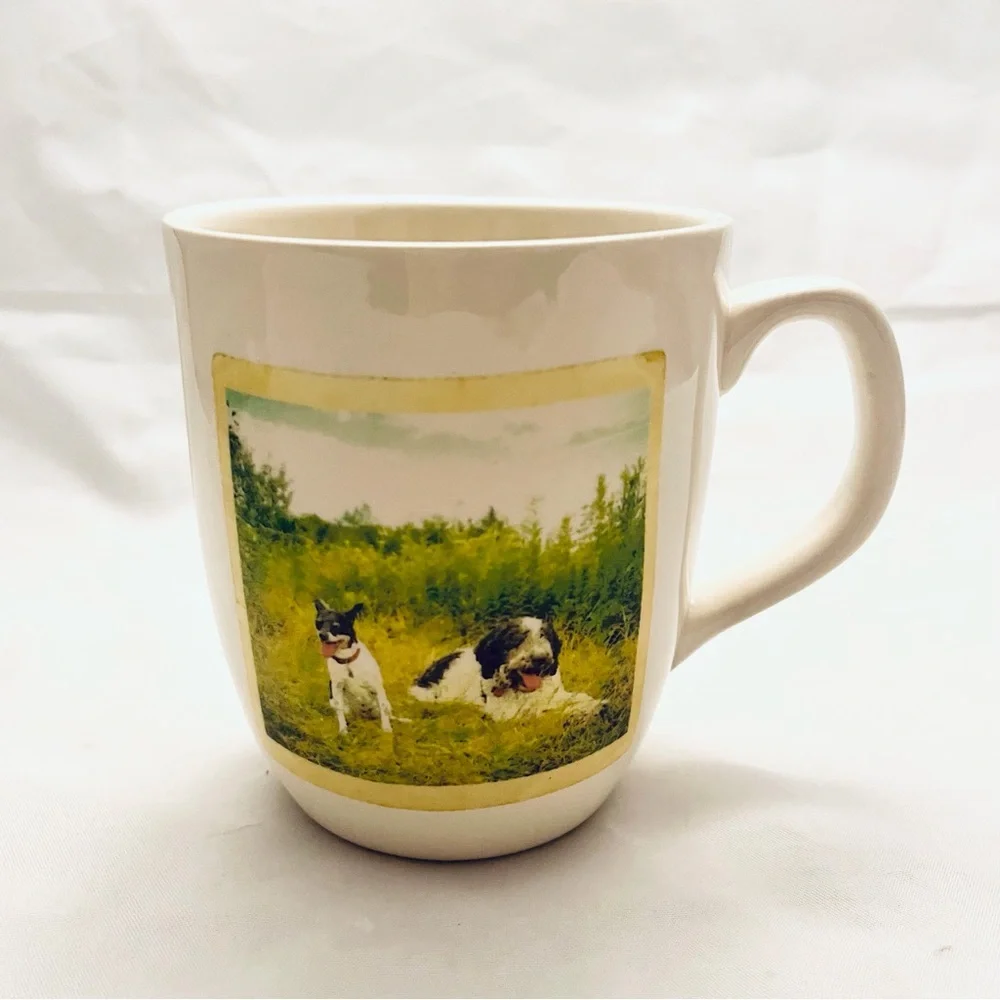 Rae Dunn Coffee Mug, Picture of Dogs, Sit Down & Relax, EUC
